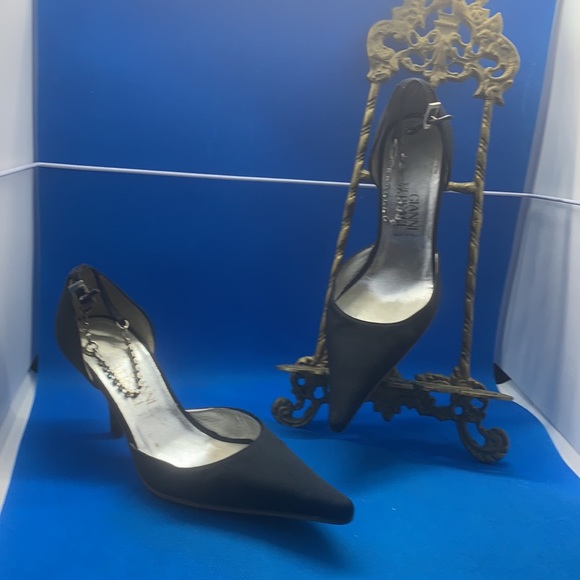 👠 🔥 Vintage Versace Black Heel Pumps rhinestones 35